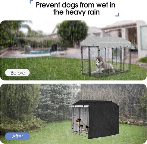 غطاء بيت الكلب في الهواء الطلق للكلاب كبيرة الكلاب PET PET تغطية كاملة مقاومة للماء لغطاء UV لبيت الكلاب خارج -8'X4'X6'FT in Kuwait