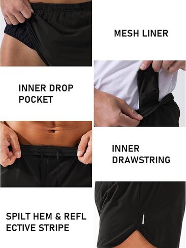 MAGCOMSEN Men's Running Shorts 3 Inch Quick Dry Lightweight for Athletic Workout Gym Training with Liner in Kuwait