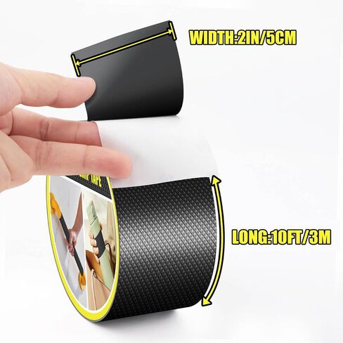 Rubber Grip Tape, Ultra Strong Waterproof Anti Slip Tape with Textured Adhesive for DIY Tools & Gadgets, Customizable for Enhanced Comfort & Safety (1In x 16.5Ft, Black) in Kuwait