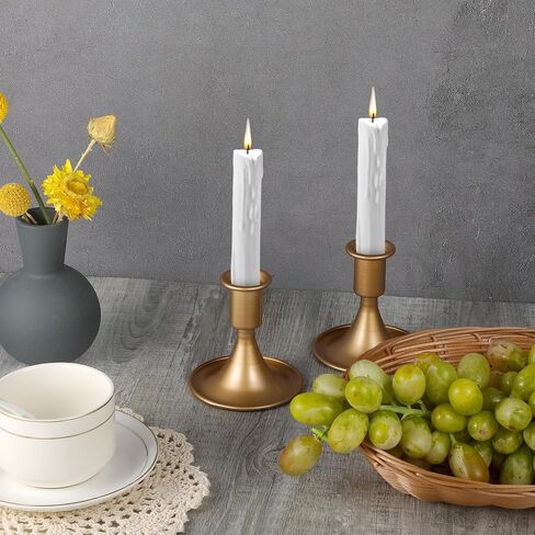 12Pcs Gold Taper Candle Holder Short Centerpiece Candlestick Holder Vintage Metal Candlestick Holders Stand Modern Decorative for Table Mantel Wedding Reception Housewarming Festive Home Decor in Saudi Arabia
