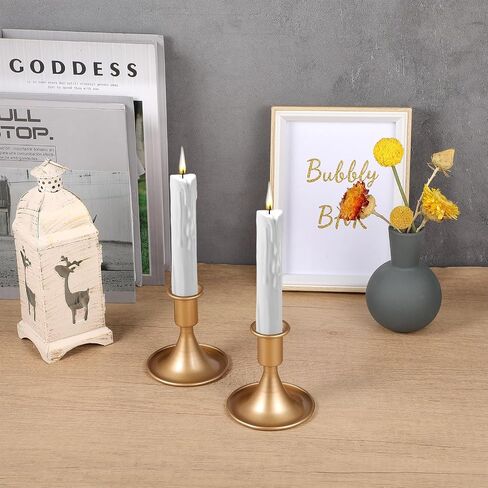 12Pcs Gold Taper Candle Holder Short Centerpiece Candlestick Holder Vintage Metal Candlestick Holders Stand Modern Decorative for Table Mantel Wedding Reception Housewarming Festive Home Decor in Saudi Arabia