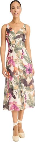 Maggy London Women's V-Neck Olciveless Midi-Flowy A-Line Line Summer Wedding Guit مع جيوب in Saudi Arabia