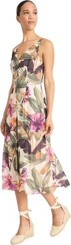 Maggy London Women's V-Neck Olciveless Midi-Flowy A-Line Line Summer Wedding Guit مع جيوب in Saudi Arabia