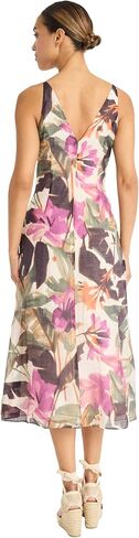 Maggy London Women's V-Neck Olciveless Midi-Flowy A-Line Line Summer Wedding Guit مع جيوب in Saudi Arabia