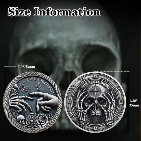 Stoic Memento Mori Challenge Coin EDC Skull Reminder Medallion - Amor Fati Metal Token Stoicism Gift for Daily Stoic Practice in Saudi Arabia