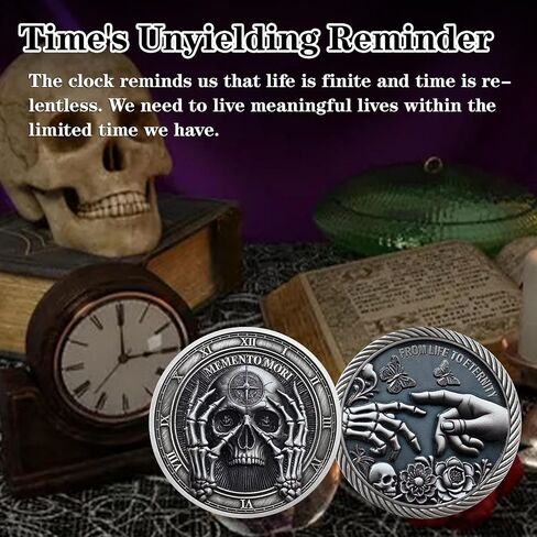 Stoic Memento Mori Challenge Coin EDC Skull Reminder Medallion - Amor Fati Metal Token Stoicism Gift for Daily Stoic Practice in Saudi Arabia