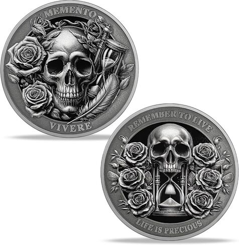 Stoic Memento Mori Challenge Coin EDC Skull Reminder Medallion - Amor Fati Metal Token Stoicism Gift for Daily Stoic Practice in Saudi Arabia