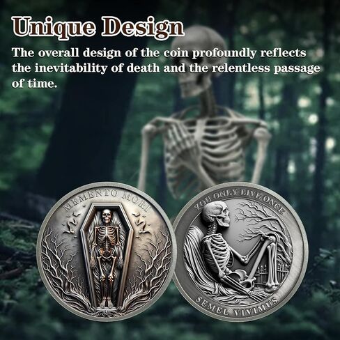 Stoic Memento Mori Challenge Coin EDC Skull Reminder Medallion - Amor Fati Metal Token Stoicism Gift for Daily Stoic Practice in Kuwait