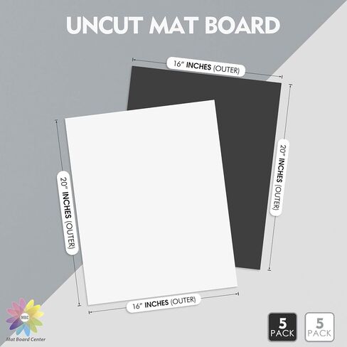 Mat Board Center 12x16 Uncut Mat Boards, White and Black,10 Pack | 4-Ply Thick Backing Matte Boards, Ideal for Prints, Frames, Photos, Crafts in Saudi Arabia
