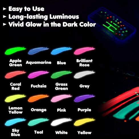Roizefar Glow in the Dark Paint, 10 Colors Permanent Fabric Paints in Saudi Arabia