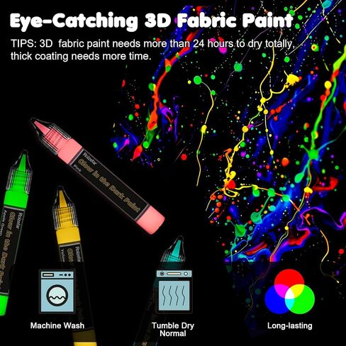 Roizefar Glow in the Dark Paint, 10 Colors Permanent Fabric Paints in Saudi Arabia