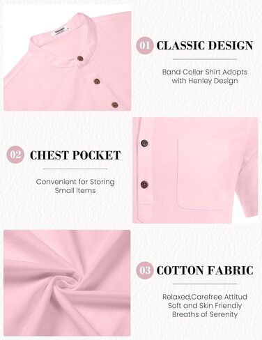 Coofandy Men's 2 قطعة من الكتان القطنية مجموعات شاطئ الصيف ملابس غير رسمية قصيرة الأكمام القمصان Henley وسروال العطلات in Saudi Arabia