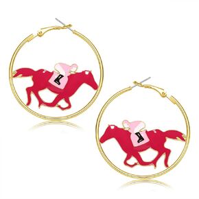 Faerliiry Kentucky Derby أقراط Derby Horse Hoop Earrings Outsing Racing Assings in Kuwait