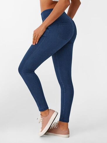 Lillusory Womens jeggings عالية الخصر الجينز الجينز الضيق السيطرة الدنيم طماق مع جيوب السراويل العصرية 2025 in Saudi Arabia