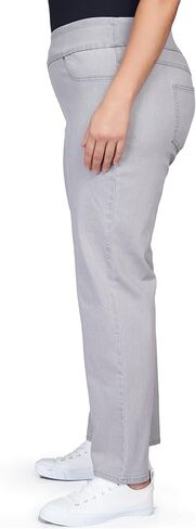Ruby Rd. Womens Womens Plus-Size Mid-Rise Pull-on Straight Extra Stretch Denim Pant in Kuwait