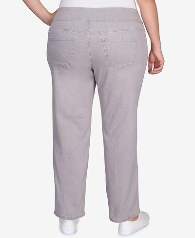 Ruby Rd. Womens Womens Plus-Size Mid-Rise Pull-on Straight Extra Stretch Denim Pant in Kuwait