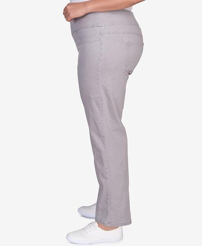 Ruby Rd. Womens Womens Plus-Size Mid-Rise Pull-on Straight Extra Stretch Denim Pant in Kuwait