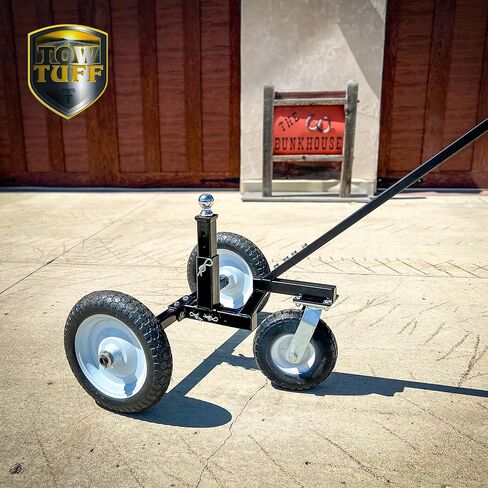 Tow Tuff Trailer Dolly W/ 12 "إطارات خالية من المسطحة وعجلة Caster Caster ، 800 رطل ، أسود-16.5" إلى 25.5 "ارتفاع قابل للتعديل ، بناء الفولاذ ، اللمسات النهائية للمسحوق ، يناسب 1 7/8" مقرن in Kuwait