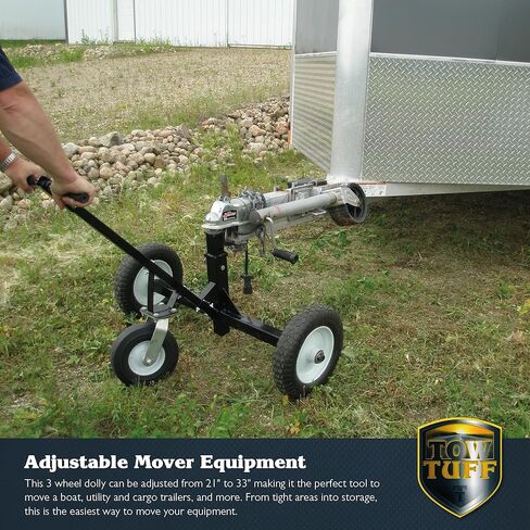 Tow Tuff Trailer Dolly W/ 12 "إطارات خالية من المسطحة وعجلة Caster Caster ، 800 رطل ، أسود-16.5" إلى 25.5 "ارتفاع قابل للتعديل ، بناء الفولاذ ، اللمسات النهائية للمسحوق ، يناسب 1 7/8" مقرن in Kuwait