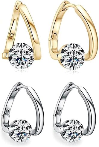 Coadipress Lymphatic Drainage Earrings - Unique Rhinestone Hoop Earrings with Shinny Crystal Stones - Trendy Irregular Cubic Design - Jewelry Gifts in Saudi Arabia