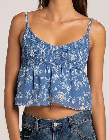 Women Y2K Floral Babydoll Top Sleeveless Spaghetti Strap Ruffle Tank Top Summer Cute Flower Print Peplum Cami Vest in Saudi Arabia