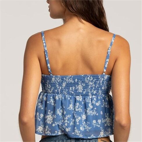 Women Y2K Floral Babydoll Top Sleeveless Spaghetti Strap Ruffle Tank Top Summer Cute Flower Print Peplum Cami Vest in Saudi Arabia