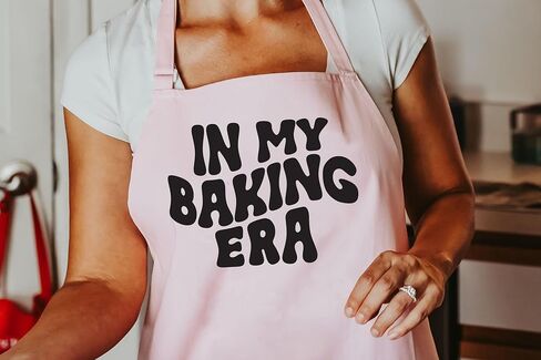 In my Baking Era Apron, Adjustable Neck Strap | 100% Cotton Apron (Light Pink) in Kuwait