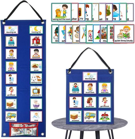 Visual Schedule Chart for Kids,Daily Routine Chart for Toddlers with 70 Cards,Autism Learning Materials Kids for Home in Saudi Arabia