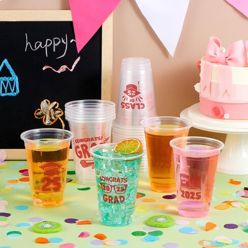 Joyin 48 PCS 16oz Party Party Coups (Blue) ، 24 تصميمًا يمكن التخلص منه للتصميم لفئة 2025 خريجي ، أدوات المائدة ، الجزء الأكبر لعام 2025 ، مدرسة التخرج من مدرسة الثانوية ، توريد الحفلة ، in Saudi Arabia