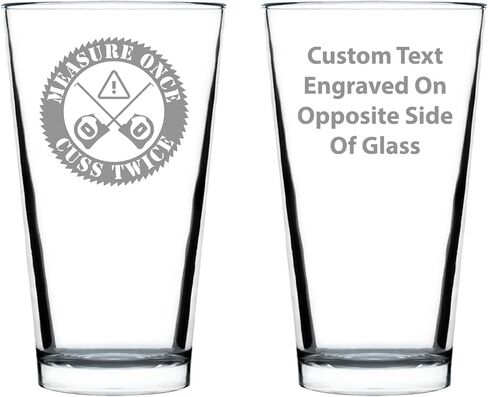 Measure Once Cuss Twice - Pint Glass for Beer - Best Gifts for Woodworkers, Construction Workers & Handy Man - 16 oz Glasses in Saudi Arabia