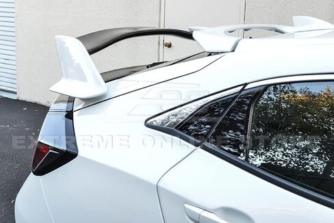Replacement for 2016-2021 Honda Civic Hatchback FK4 FK7 | JDM Type-R Style Rear Trunk Lid Wing Spoiler (ABS Plastic - Painted Glossy Black) in Kuwait