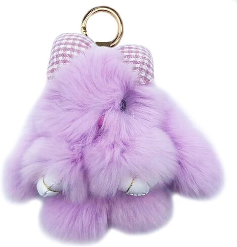 unpafcxddyig ungbit rabbit fur pom pom keychain cute mini bunny key key with bow in Kuwait
