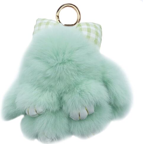 unpafcxddyig ungbit rabbit fur pom pom keychain cute mini bunny key key with bow in Kuwait