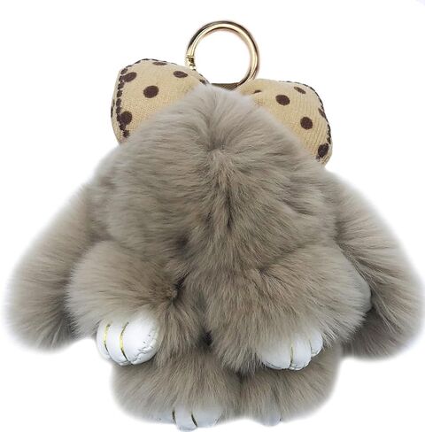 unpafcxddyig ungbit rabbit fur pom pom keychain cute mini bunny key key with bow in Kuwait