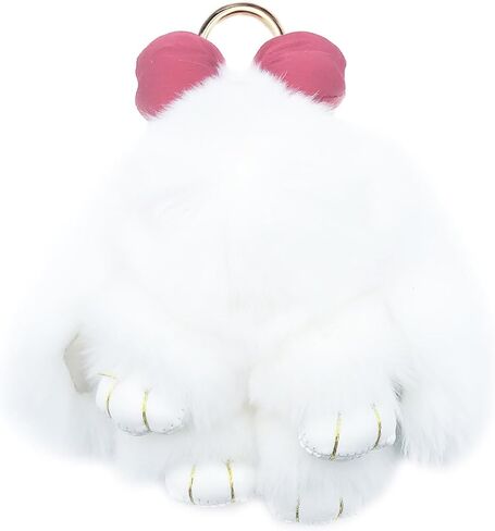 unpafcxddyig ungbit rabbit fur pom pom keychain cute mini bunny key key with bow in Kuwait