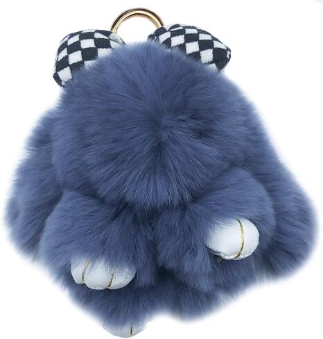 unpafcxddyig ungbit rabbit fur pom pom keychain cute mini bunny key key with bow in Kuwait