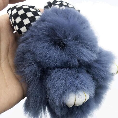 unpafcxddyig ungbit rabbit fur pom pom keychain cute mini bunny key key with bow in Kuwait