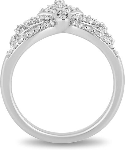 Jewelili Enchanted Disney Fine Jewelry Sterling Silver 1/4 Cttw Diamond Ariel Shell Ring in Saudi Arabia