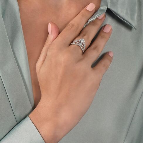 Jewelili Enchanted Disney Fine Jewelry Sterling Silver 1/4 Cttw Diamond Ariel Shell Ring in Saudi Arabia