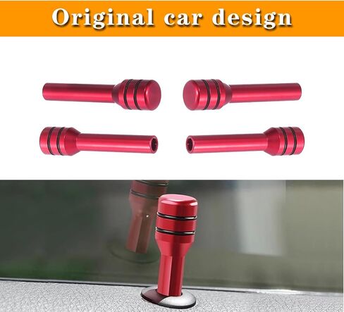 Ijuicy 4 PCS مقابض قفل باب السيارة ، أغطية دبوس القفل المعدنية المضادة للخلع ، دبابيس سحب تلقائية ، أغطية زخرفية ، إكسسوارات تعديل عالمية للسيارات ، سيارات الدفع الرباعي ، الشاحنات (أحمر) in Saudi Arabia