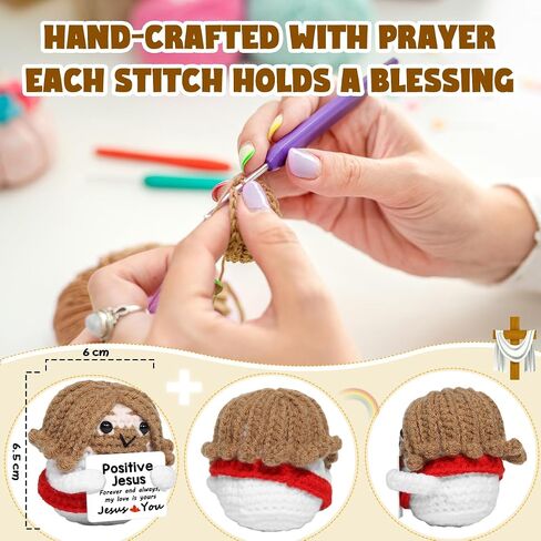 AICase Jesus Christian Gifts For Women Positive Crochet little Jesus Figures Emotional Support Nuggets Bible Catholic Religious Spiritual Faith God Baptism Handmade Birthday Retirement Gifts for Dad in Saudi Arabia