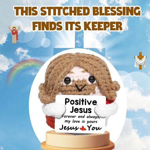 AICase Jesus Christian Gifts For Women Positive Crochet little Jesus Figures Emotional Support Nuggets Bible Catholic Religious Spiritual Faith God Baptism Handmade Birthday Retirement Gifts for Dad in Saudi Arabia