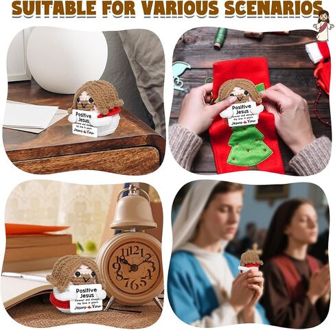 AICase Jesus Christian Gifts For Women Positive Crochet little Jesus Figures Emotional Support Nuggets Bible Catholic Religious Spiritual Faith God Baptism Handmade Birthday Retirement Gifts for Dad in Saudi Arabia