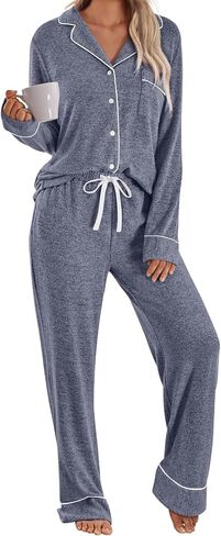 LILLUSORY Womens Fall Pajamas Lounge Sets Cotton Cute Sleep Nightwear Winter Pjs in Saudi Arabia