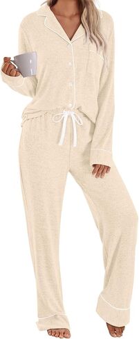 LILLUSORY Womens Fall Pajamas Lounge Sets Cotton Cute Sleep Nightwear Winter Pjs in Saudi Arabia