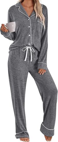 LILLUSORY Womens Fall Pajamas Lounge Sets Cotton Cute Sleep Nightwear Winter Pjs in Saudi Arabia