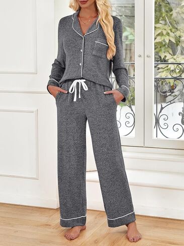LILLUSORY Womens Fall Pajamas Lounge Sets Cotton Cute Sleep Nightwear Winter Pjs in Saudi Arabia
