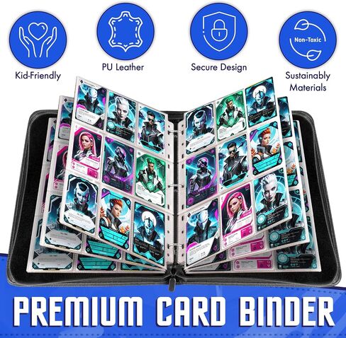 Pokemon Card Card-سعة 900 بطاقة ، غطاء جلدي حمراء مع إغلاق السوستة ، صفحات من 9 جيبات مزدوجة ، مقاومة للماء ومقاومة للخدش لـ MTG و Yu-Gi-OH & Sports Cards in Saudi Arabia