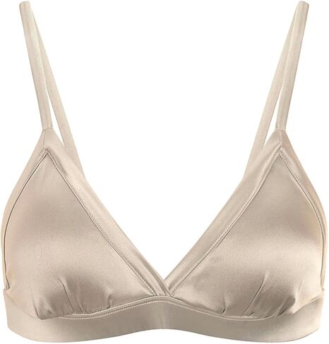 Real Mulberry Silk Satin Triangle Bralette with Removable Pad in Saudi Arabia