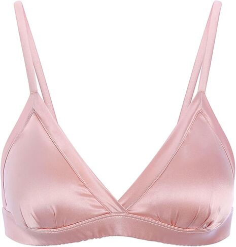 Real Mulberry Silk Satin Triangle Bralette with Removable Pad in Saudi Arabia